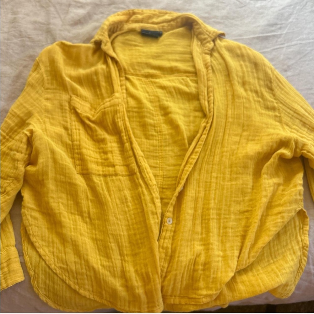 gauzy comfy yellow 100% cotton button down